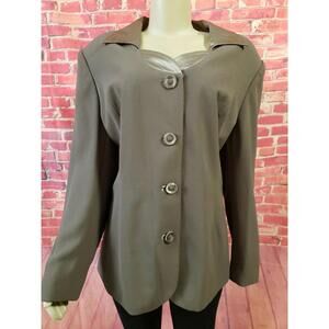 Champagne Italy Fashion VINTAGE Green Women's Jacket Blazer Size Plus 22